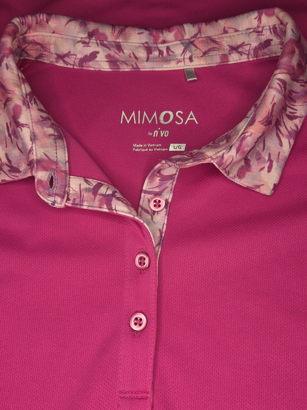 MIMOSA Pink Women's Golf Polo with Printed Collar Size Large